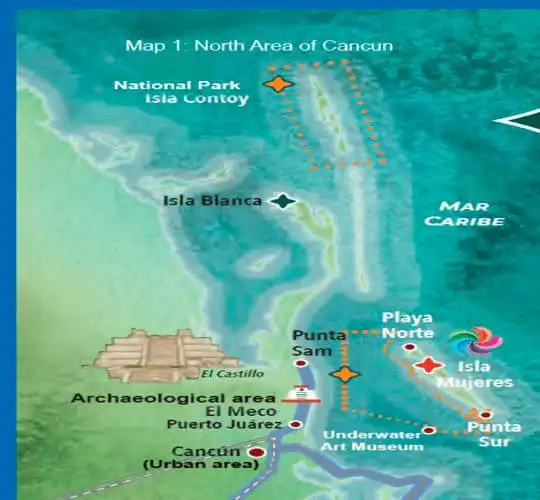 Isla Blanca archaeological map