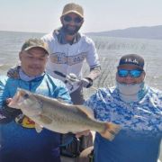 angler with blackbass catch at Lake Chapala