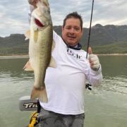 Proud Angler with amazing catch of a great black bass catch at lake Huites