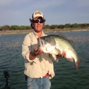Angler with a great black bass catch at Lake Mahone